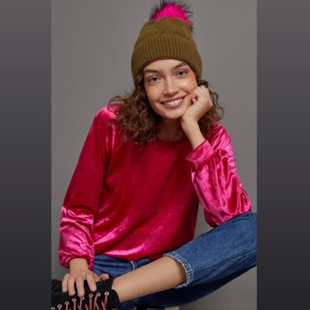 Anthropologie Maeve Candace Velvet Longsleeve Top Medium